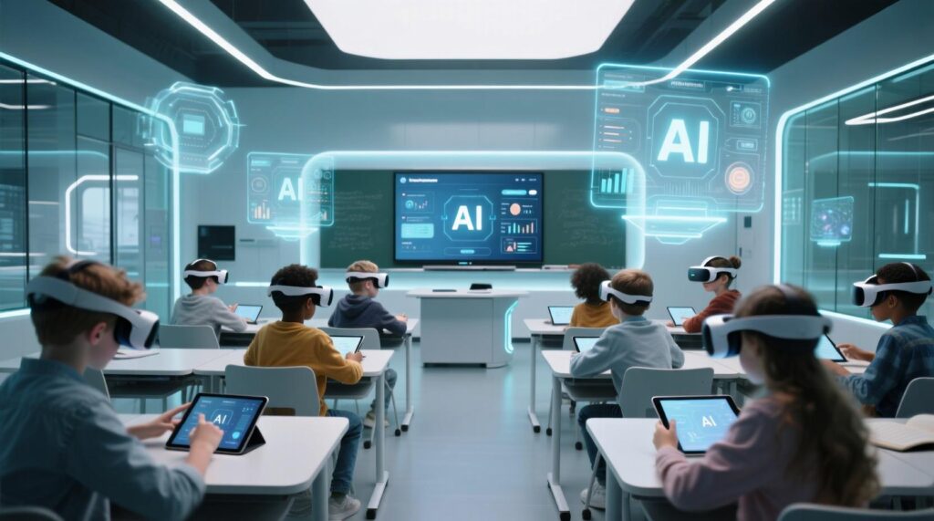 Students learning with VR and AI tools